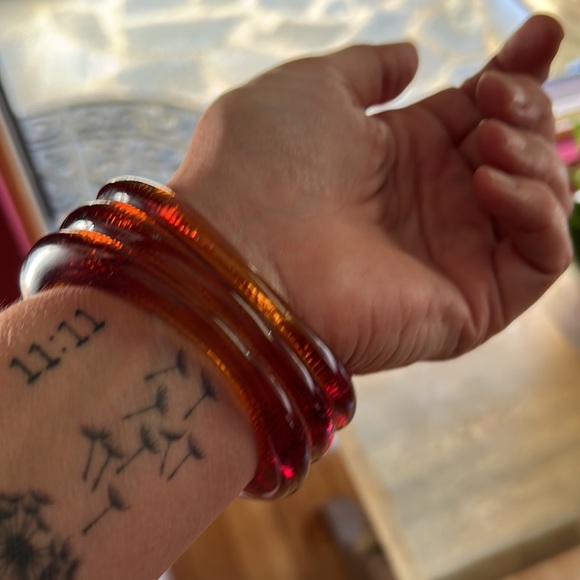 Rare,1950/ 60s Design / stamped JO West Germany Lucite Bangle Bypass Bracelet - Picture 5 of 7